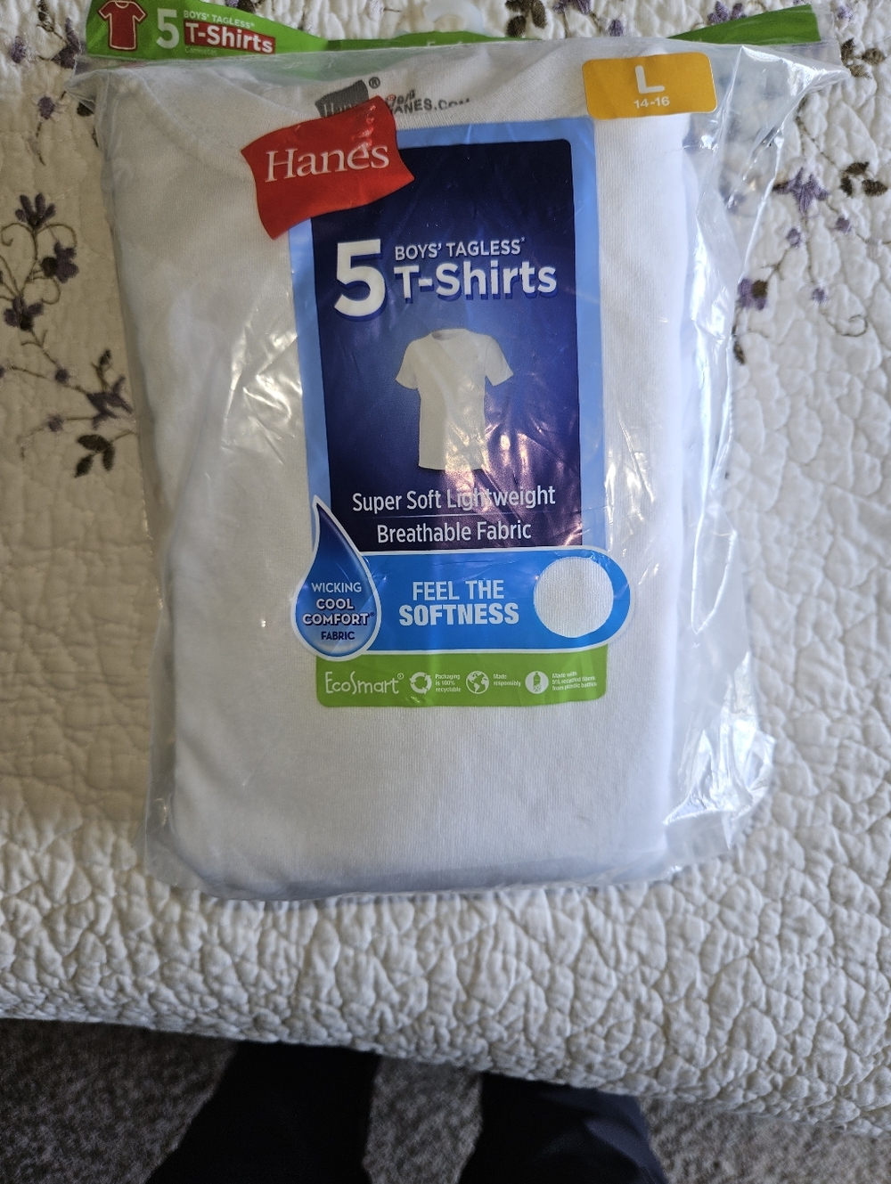 Hanes White Boys 5-Pack Tagless Crew T-Shirts